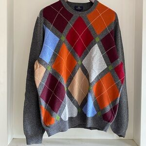 100% Lambswool, Brooks Brothers, Mens XL Sweater, Argyle